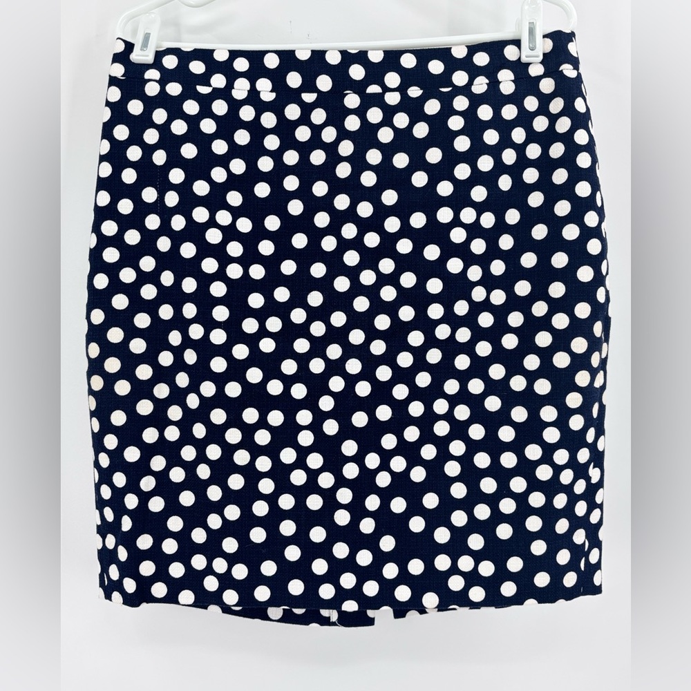 J. Crew Navy blue and White Dotted Pencil Skirt